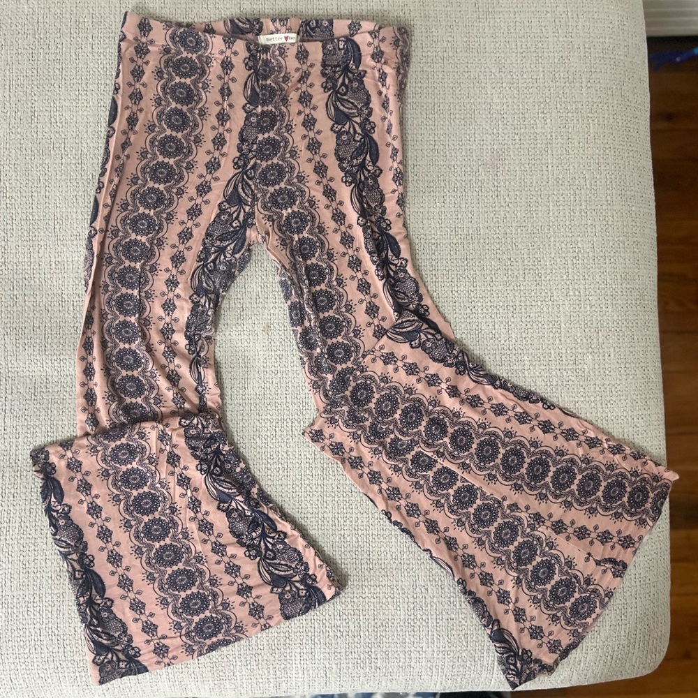 Pink and blue flared leggings Size: Large